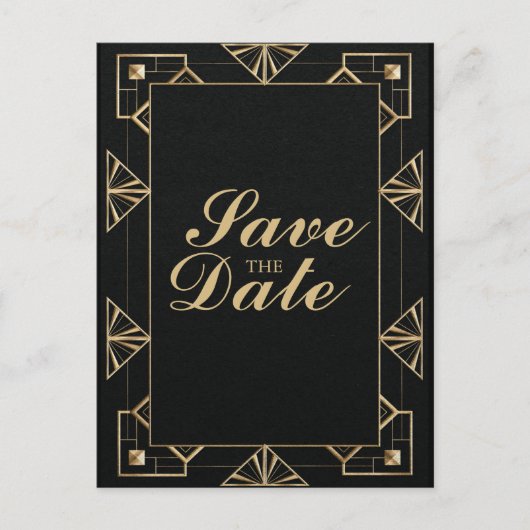 Carte Postale Faire-part Custom Great Gatsby 1920s Enregistrer la date Cart (Devant)