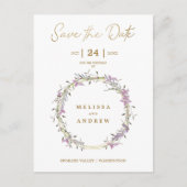 Carte Postale Faire-part Custom Lilac Elegant Garland Wreath Wedding (Devant)