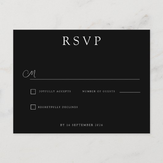 Carte Postale Faire-part Custom Minimalist Wedding RSVP (Devant)