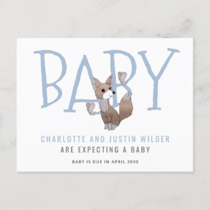 Carte Postale Faire-part Cute aquarelle renard boisé