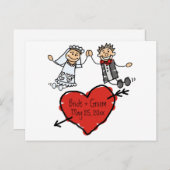 Carte Postale Faire-part Cute Bride Groom Coeur Personnalisé Enregistrer Le (Devant / Derrière)