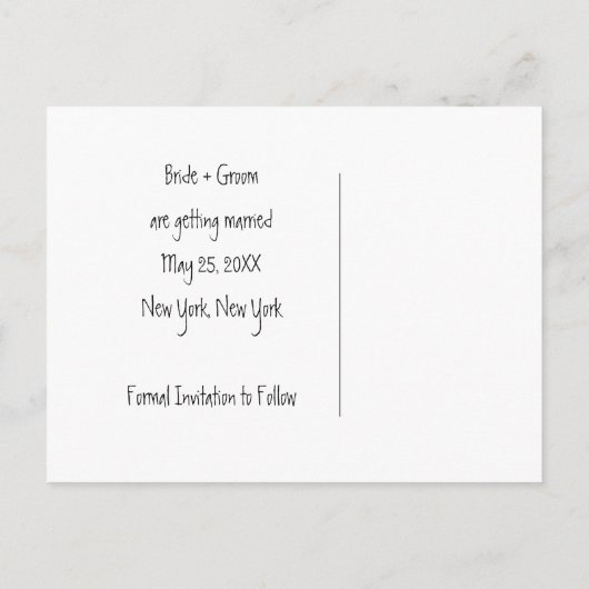 Carte Postale Faire-part Cute Bride Groom Coeur Personnalisé Enregistrer Le (Dos)