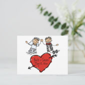 Carte Postale Faire-part Cute Bride Groom Coeur Personnalisé Enregistrer Le (Debout devant)