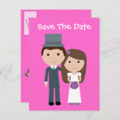 Carte Postale Faire-part Cute Bride & Groom Enregistrer La Date Personnalis (Devant / Derrière)