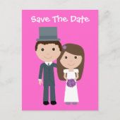 Carte Postale Faire-part Cute Bride & Groom Enregistrer La Date Personnalis (Devant)