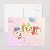 Carte Postale Faire-part Cute Caractère Gâteau Pops (Devant / Derrière)