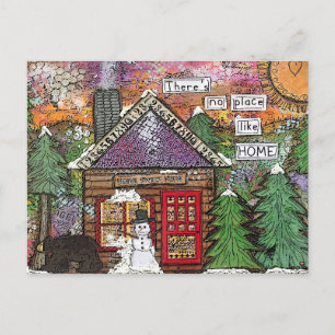 Carte Postale Faire-part Cute Cosy Cabine Dans Le Bois Nouvelle Maison