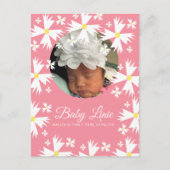 Carte Postale Faire-part Cute Daisy Florals Frontière Photo Bébé (Devant)