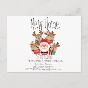 Carte Postale Faire-part Cute Deers, Santa Claus Holidays Nouvelle adresse