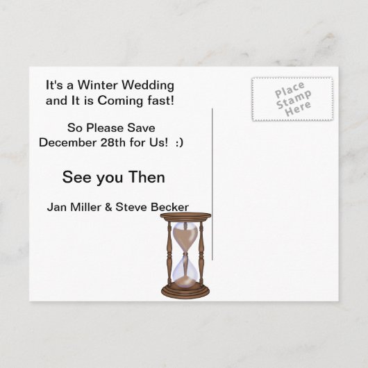 Carte Postale Faire-part CUTE Enregistrer la date BRIDE & GROOM Snowman (Dos)