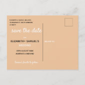 Carte Postale Faire-part Cute Enregistrer la date Peach Word Bubble Photo O (Dos)