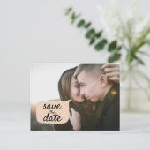 Carte Postale Faire-part Cute Enregistrer la date Peach Word Bubble Photo O (Debout devant)