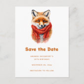 Carte Postale Faire-part Cute Fox in a Red Scarf Autumn Image (Devant)