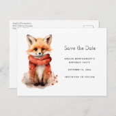 Carte Postale Faire-part Cute Fox Pup in a Red Scarf (Devant / Derrière)