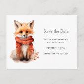Carte Postale Faire-part Cute Fox Pup in a Red Scarf (Devant)