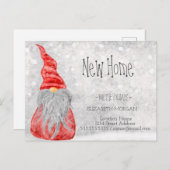 Carte Postale Faire-part Cute Gnome, Bokeh Holidays Nouvelle adresse (Devant / Derrière)