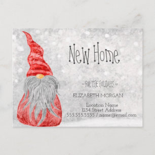 Carte Postale Faire-part Cute Gnome, Bokeh Vacances Nouvelle Adresse