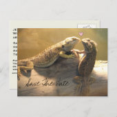 Carte Postale Faire-part Cute Kissing Lizards Mariage Enregistrer La Date (Devant / Derrière)