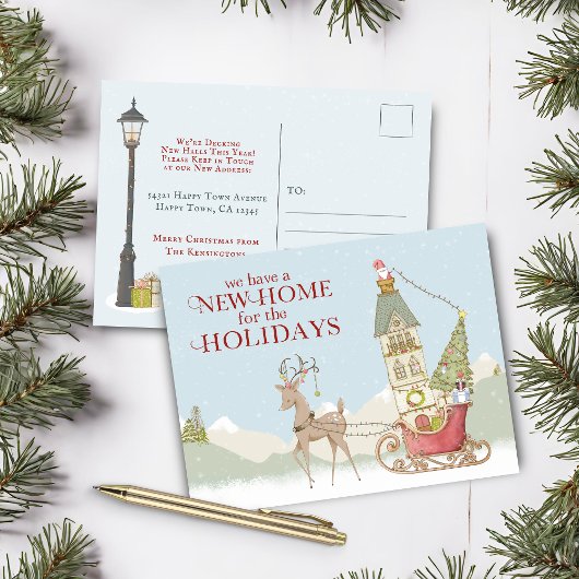 Carte Postale Faire-part Cute Nouvelle Maison pour les Fêtes Noël