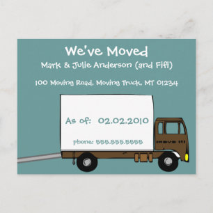Carte Postale Faire-part Cute Turquoise Moving-Truck Nous sommes Moving Car