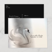 Carte Postale Faire-part Cygne Beau Argent Élégant Chic Save the Date (Devant / Derrière)