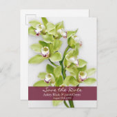 Carte Postale Faire-part Cymbidium vert mariage orchidée Enregistrer la dat (Devant / Derrière)