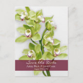 Carte Postale Faire-part Cymbidium vert mariage orchidée Enregistrer la dat (Devant)