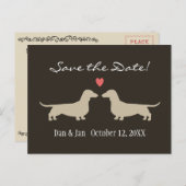 Carte Postale Faire-part Dachshund Chien Silhouettes Mariage Enregistrer la (Devant / Derrière)