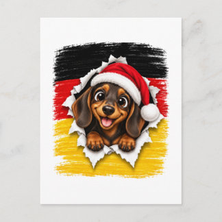 Carte Postale Faire-part Dachshund de Noël allemand