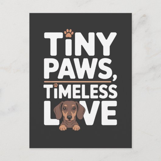 Carte Postale Faire-part Dachshund Tiny Paws, Timeless Love (Devant)