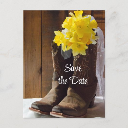 Carte Postale Faire-part Daffodils Cowboy Boots Grange Mariage Enregistrer  (Devant)