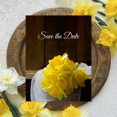 Carte Postale Faire-part Daffodils rustiques Grange Mariage en bois Enregis