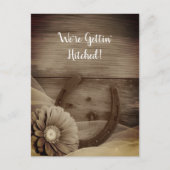 Carte Postale Faire-part Daisy et Horseshoe Western Sepia Mariage (Devant)