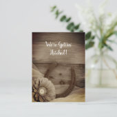Carte Postale Faire-part Daisy et Horseshoe Western Sepia Mariage (Debout devant)