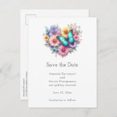 Carte Postale Faire-part Daisy Flowers with a Beautiful Butterfly (Devant / Derrière)