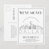 Carte Postale Faire-part Dallas Skyline Moderne Deco | Changement d'adresse (Devant / Derrière)