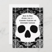 Carte Postale Faire-part damas crâne mariage | Enregistrer la date (Devant / Derrière)