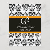 CARTE POSTALE FAIRE-PART DAMAS MONOGRAMME NOIR JAUNE ET BLANC (Devant)