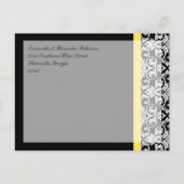 Carte Postale Faire-part Damas noir/blanc avec jaune vif (Dos)