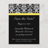 Carte Postale Faire-part Damas noir/blanc avec jaune vif (Devant)