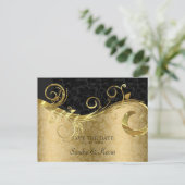 Carte Postale Faire-part Damas Or Et Noir Avec Balayage - Enregistrer La Da (Debout devant)