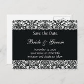 Carte Postale Faire-part Damas personnalisées en noir et blanc Enregistrer  (Devant / Derrière)