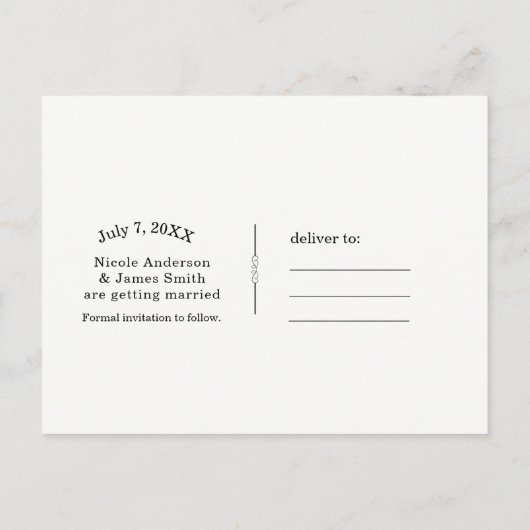 Carte Postale Faire-part Damas rose & blanc Chic Wedding Enregistrer la dat (Dos)