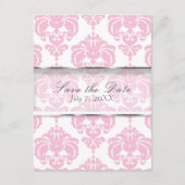 Carte Postale Faire-part Damas rose & blanc Chic Wedding Enregistrer la dat (Devant)
