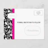 Carte Postale Faire-part Damas rose chaud Enregistrer la date (Dos)