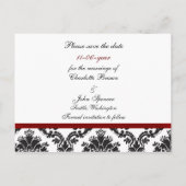 Carte Postale Faire-part damas rouge Enregistrer la date (Dos)