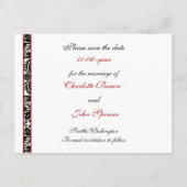 Carte Postale Faire-part damas rouge Enregistrer la date (Dos)