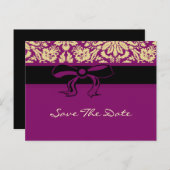 Carte Postale Faire-part Damas violet (Devant / Derrière)