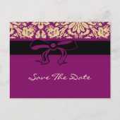 Carte Postale Faire-part Damas violet (Devant)