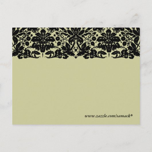 Carte Postale Faire-part Damask En Noir (Dos)